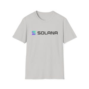 Solana Crypto T-Shirt - SOL Blockchain Logo Tee, Cryptocurrency Gift for Men, Web3 DeFi Shirt, Minimalist Solana Merch Ice Grey