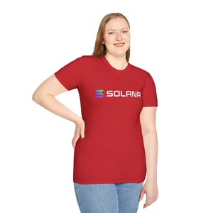 Solana Crypto T-Shirt - SOL Blockchain Logo Tee, Cryptocurrency Gift for Men, Web3 DeFi Shirt, Minimalist Solana Merch Red