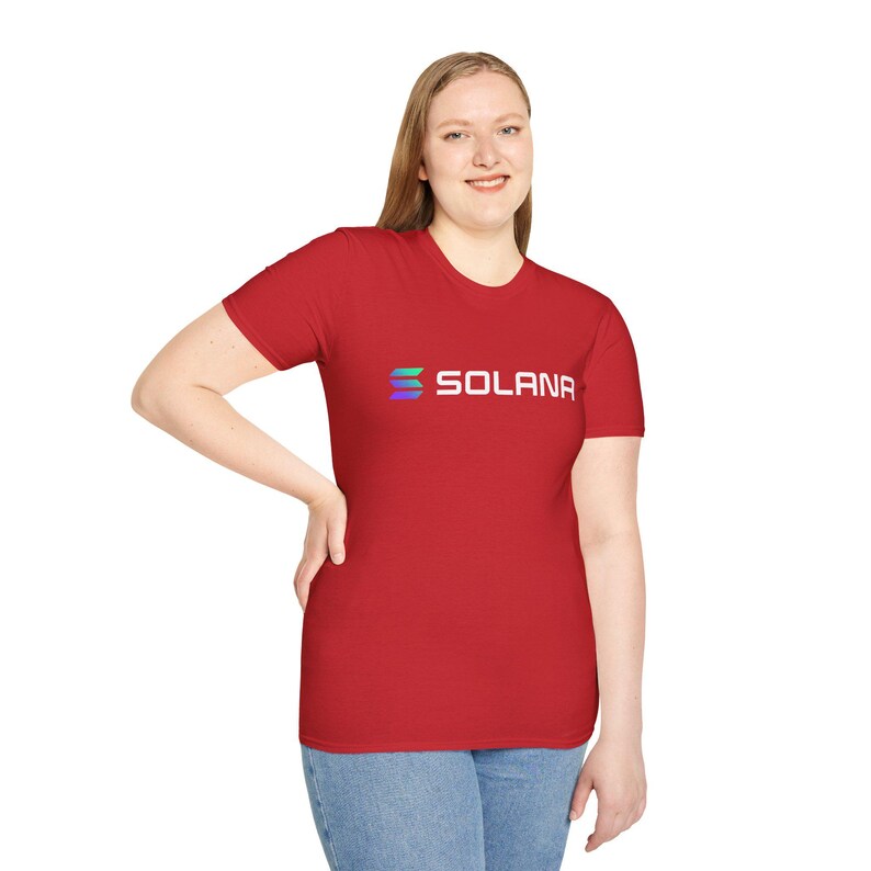 Solana Crypto T-Shirt - SOL Blockchain Logo Tee, Cryptocurrency Gift for Men, Web3 DeFi Shirt, Minimalist Solana Merch Red