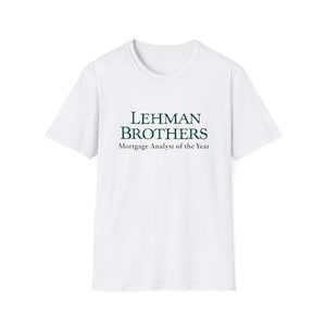 T-shirt hypotheekanalist van het jaar Lehman Brothers | Grappig Banking-T-shirt | Overhemd met parodie boekhouding | Financieel memeshirt