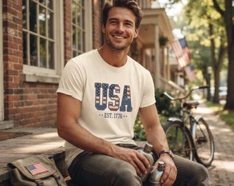 USA Est. 1776 Shirt - Patriotic American Flag T-Shirt, Independence Day Tee, Fourth of July, America 250 Celebration Gift