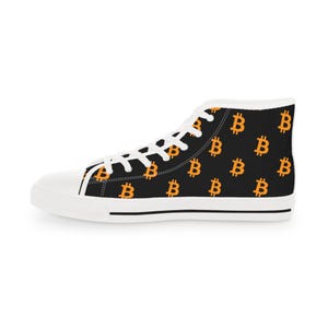 Bitcoin High-Top Sneakers - BTC Crypto Shoes, Black & White Cryptocurrency Sneakers, Bitcoin Apparel Gift image 15