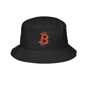 Geborduurde Bitcoin Bucket Hat, Bitcoin BTC Cryptocurrency Hat, cadeau voor cryptoliefhebbers, Satoshi Nakamoto Crypto Token Cap, HODL
