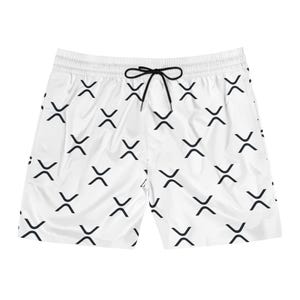 Maillot de bain XRP | Short de bain XRP Crypto blanc pour homme | Short de plage mi-long en crypto-monnaie