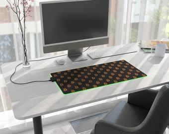 Bitcoin Mouse Pad - Black BTC LED Gaming Desk Mat, Crypto Gaming Mousepad, Cryptocurrency Gift