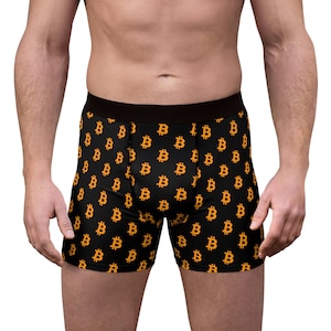 Bitcoin Boxer Briefs, Black Bitcoin Boxers, Blockchain Apparel, Bitcoin BTC Underwear, Bitcoin Merch, Cryptocurrency Boxer Briefs, HODL