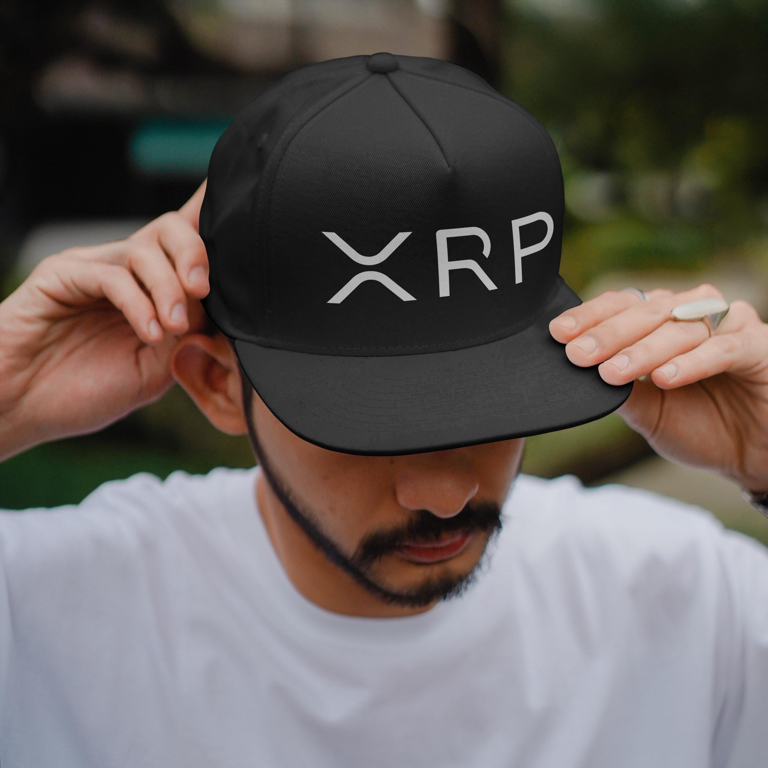 XRP Ripple Krypto Token Flat Bill Snapback Hut, Ripple Labs Kryptowährng Blockplatine gesticktes Logo Cap HODL To The Moon Krypto Bro Merch