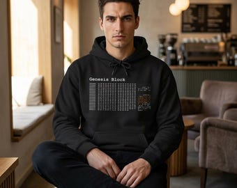 Bitcoin Genesis Block Hoodie - BTC Crypto Sweatshirt, Satoshi Nakamoto Quote Pullover, Blockchain Apparel