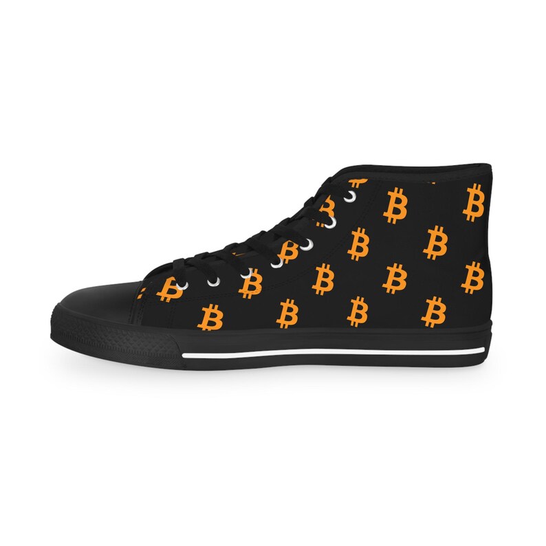 Bitcoin High-Top Sneakers - BTC Crypto Shoes, Black & White Cryptocurrency Sneakers, Bitcoin Apparel Gift image 16