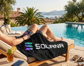 Solana Beach Towel - SOL Crypto Pool Towel, Cryptocurrency Gift