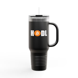 HODL Bitcoin Insulated Water Bottle, 40oz, Bitcoin BTC Stainless Steel Bottle, Bitcoin Merch, Cryptocurrency Bottle, Crypto Merch, HODL