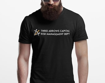 Three Arrows Capital Risk Management T-Shirt - 3AC Parody Tee, Crypto Hedge Fund Meme, Corporate Satire, Cryptocurrency Humor T-Shirt