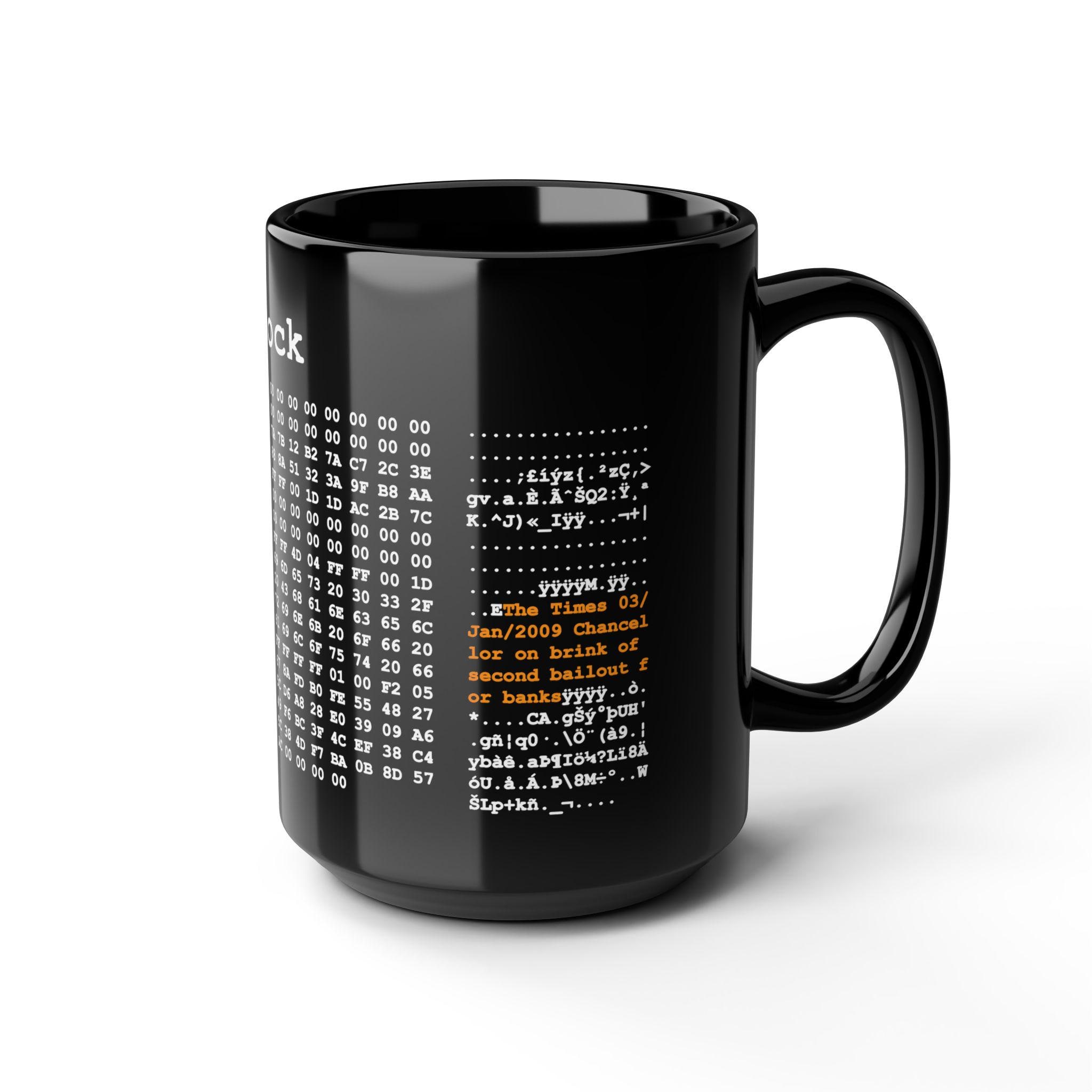 Bitcoin Genesis Block Coffee Mug - Block 0 Hidden Bitcoin Message, Black  Bitcoin Mug, Cryptocurrency Mug, Crypto Coffee Cup, Black BTC Mug - Etsy
