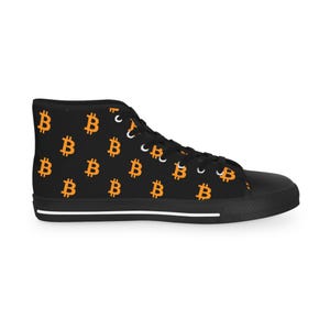 Bitcoin High-Top Sneakers - BTC Crypto Shoes, Black & White Cryptocurrency Sneakers, Bitcoin Apparel Gift image 14