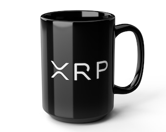 XRP Ripple Black Coffee Mug 15oz, Crypto Mug, Cryptocurrency Cup, Ripple Labs, XRP Army