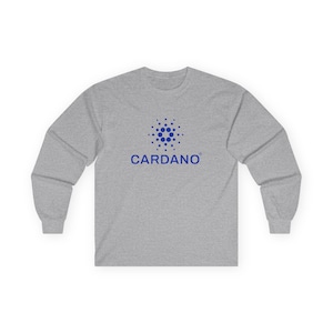 Cardano Cryptocurrency Long Sleeve Shirt, Cardano ADA Cotton Tee, Crypto Blockchain T-Shirt, Cardano Merch, Crypto Bro, HODL To The Moon