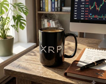 XRP-koffiemok - Koffiebeker met cryptocurrency, Ripple-cryptommok, cadeau voor blockchain-investeerder, mok met XRP-houder, 325 ml x 440 ml