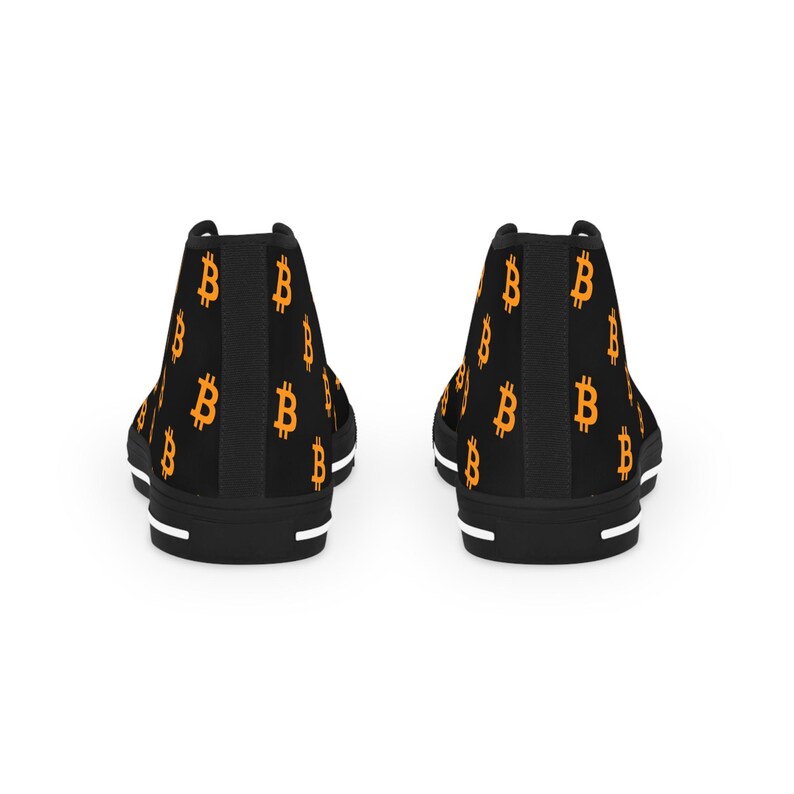 Bitcoin High-Top Sneakers - BTC Crypto Shoes, Black & White Cryptocurrency Sneakers, Bitcoin Apparel Gift image 12