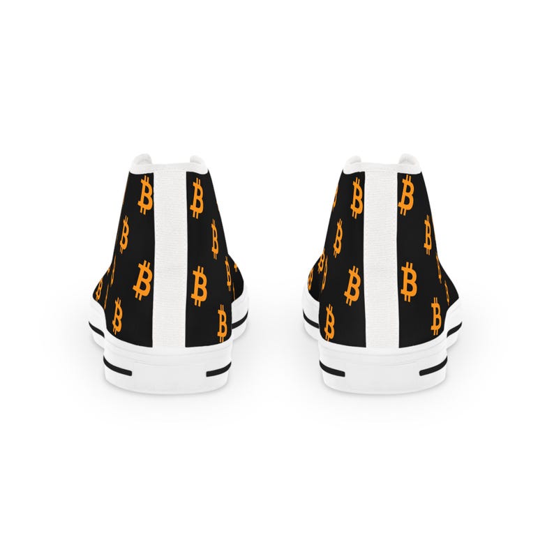 Bitcoin High-Top Sneakers - BTC Crypto Shoes, Black & White Cryptocurrency Sneakers, Bitcoin Apparel Gift image 11