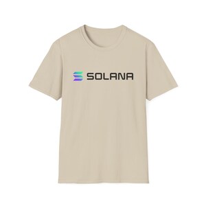 Solana Crypto T-Shirt - SOL Blockchain Logo Tee, Cryptocurrency Gift for Men, Web3 DeFi Shirt, Minimalist Solana Merch Sand