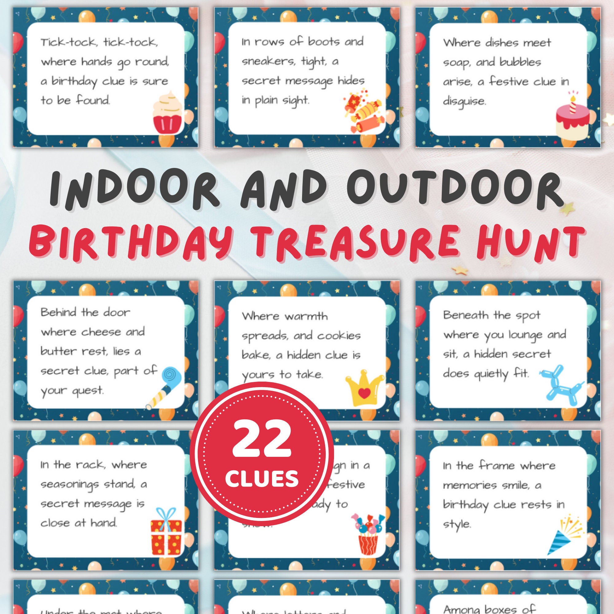 Birthday Treasure Hunt, Scavenger Hunt Party, Escape Room Party Games ...