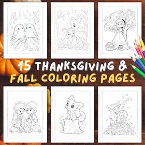 Thanksgiving Coloring Sheets, Fall Coloring Pages for Kids, Printable Coloring Pages, Autumn Coloring Pages