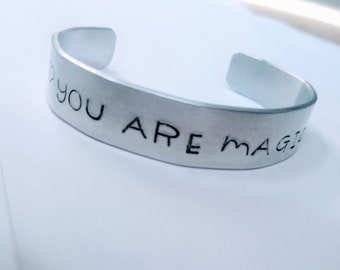 Personalized Cuff Bracelet for Women, Customized Silver Aluminum Bracelet for Her, Personalized Gift, Christmas Gift, Personalized Jewelry