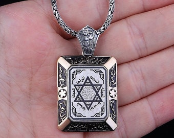 925 Sterling Silver Necklace with Seal of Solomon, gift for men