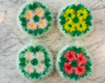 Mini Flower Design Scrubby Dish Sponge