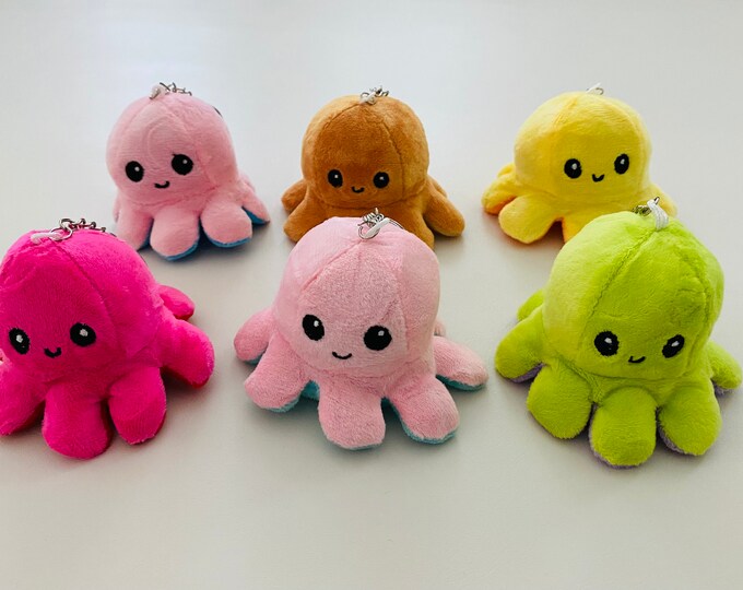 Mini Reversible Octopus Plush Keychain - Etsy