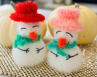 Cute Snowman with Removable Hat Korean Scrubby Dish Sponge