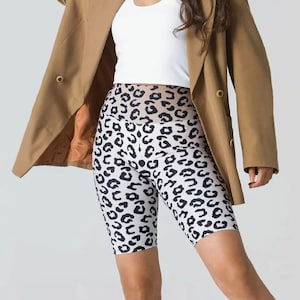 Leopard High Waisted Biker Shorts for Gym Workout or Running| Animal Print Pattern Active wear