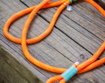 Handmade 5ft Orange Rope Dog Leash: Reflective Outdoor Lead