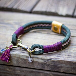 Handmade Army Green Rope Dog Collar: Braided Paracord, Collar for Fall