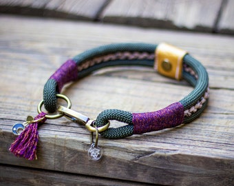 Collar para perro de cuerda verde militar hecho a mano: Paracord trenzado, collar para otoño