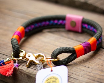 Handgemaakte hondenhalsband touw: kleurrijk paracord, op maat gemaakte buitenuitrusting