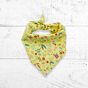 Dog Bandana Yellow Floral Garden | Handmade Dog Bandana |Made In The USA | Gift For Pets |Tie On Double Sided Bandanna | Pet Apparel |