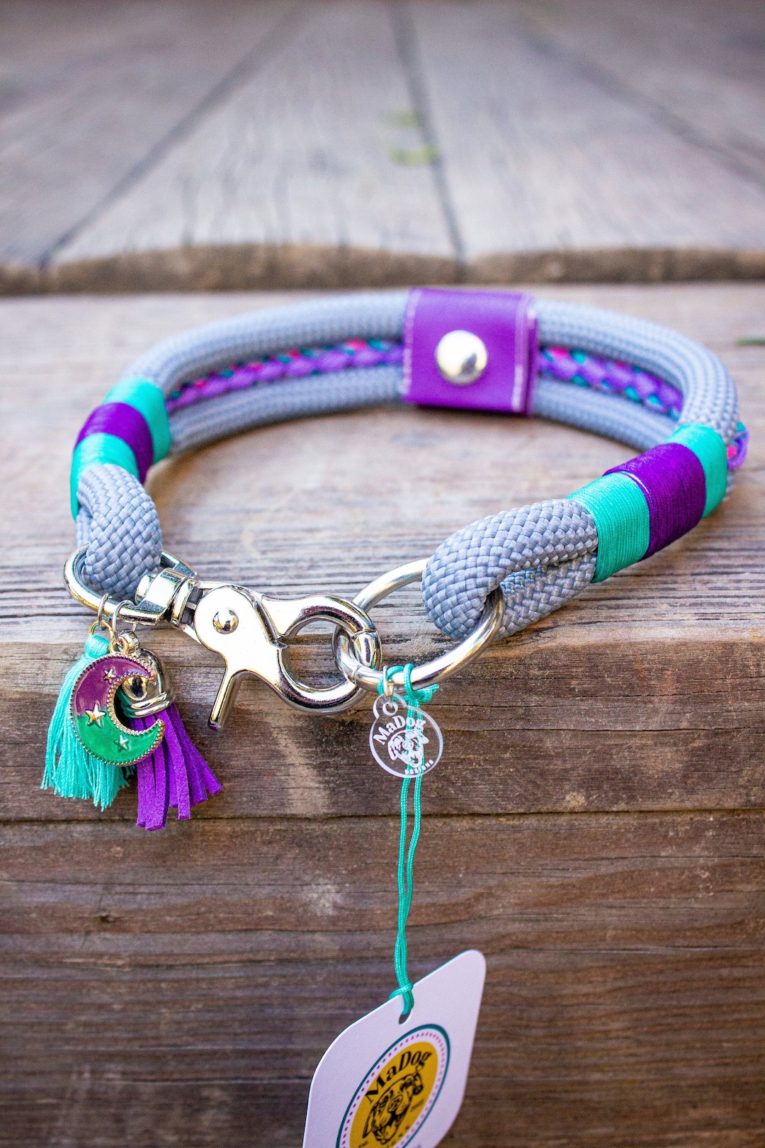 Handmade Paisley Purple & Blue Designer Dog Collar - Adjustable, Custom By Walkin On Sunshine Collars