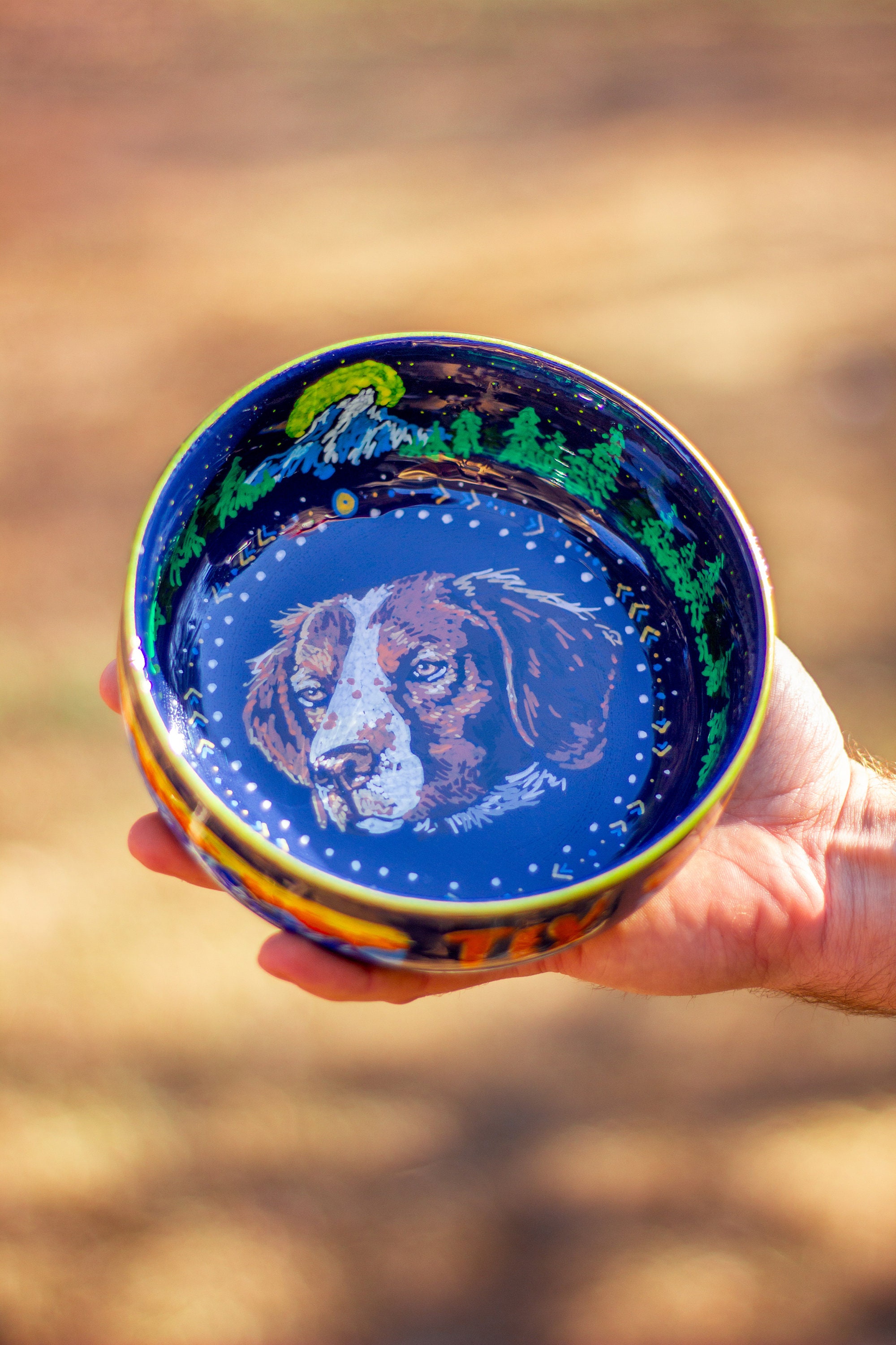 Dog Handmade Custom Painted Ceramic Bowl Pet Portrait Bowl Customized Water Bowl Christmas Gift Bowl Pet Parents 6 inches Bowl Unique 28 oz