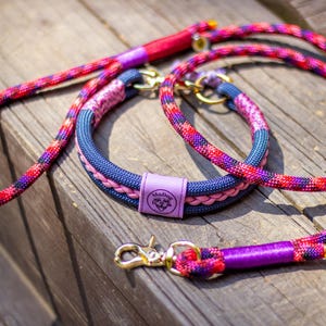 Dog Pink Rope Leash Handmade 5ft Dog Lead Bright Mixed Rope Leash ...