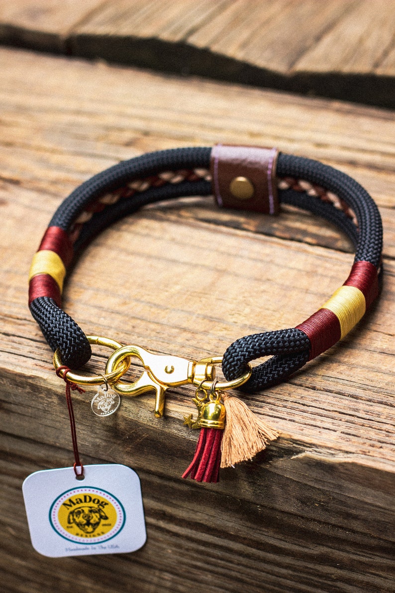 Collar para perro de cuerda trenzada hecho a mano: Marrón y negro Outdoor Gear imagen 1