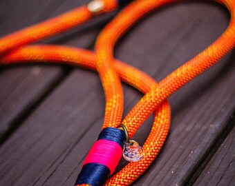 Handmade 5ft Orange Rope Dog Leash: Reflective Outdoor Lead