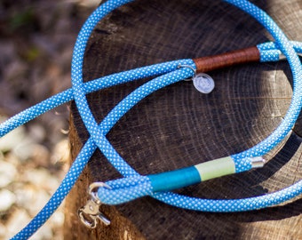 Handmade Blue Rope Dog Leash: 5ft Braided Climbing Rope Lead