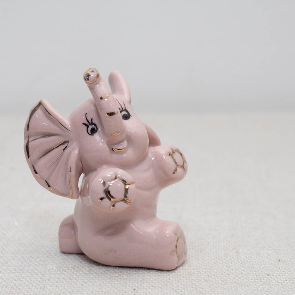 éléphant en porcelaine rose vintage, Petite figurine d’éléphant, Mignon bébé éléphant, Statue d’animal de collection, Éléphant en céramique, Amateurs d’éléphants