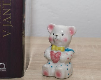 Simpatico agitatore di sale in ceramica vintage, agitatore TeddyBear, arredamento da cucina, arredamento per la casa in campagna, arredamento della fattoria, regalo in ceramica per l'inaugurazione della casa