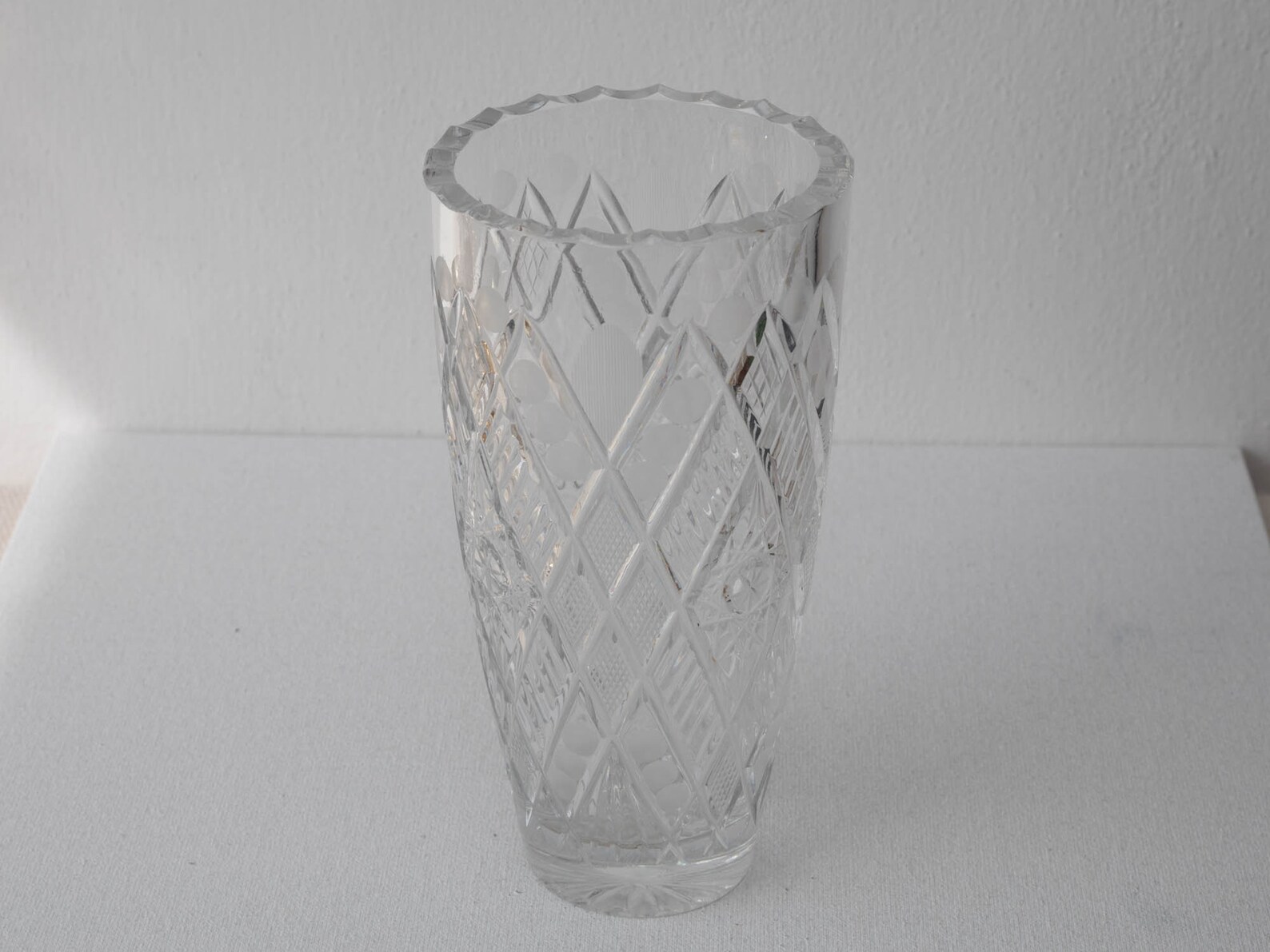 Vintage Crystal Glass Vase Hand Cut Lead Crystal Vase Etsy