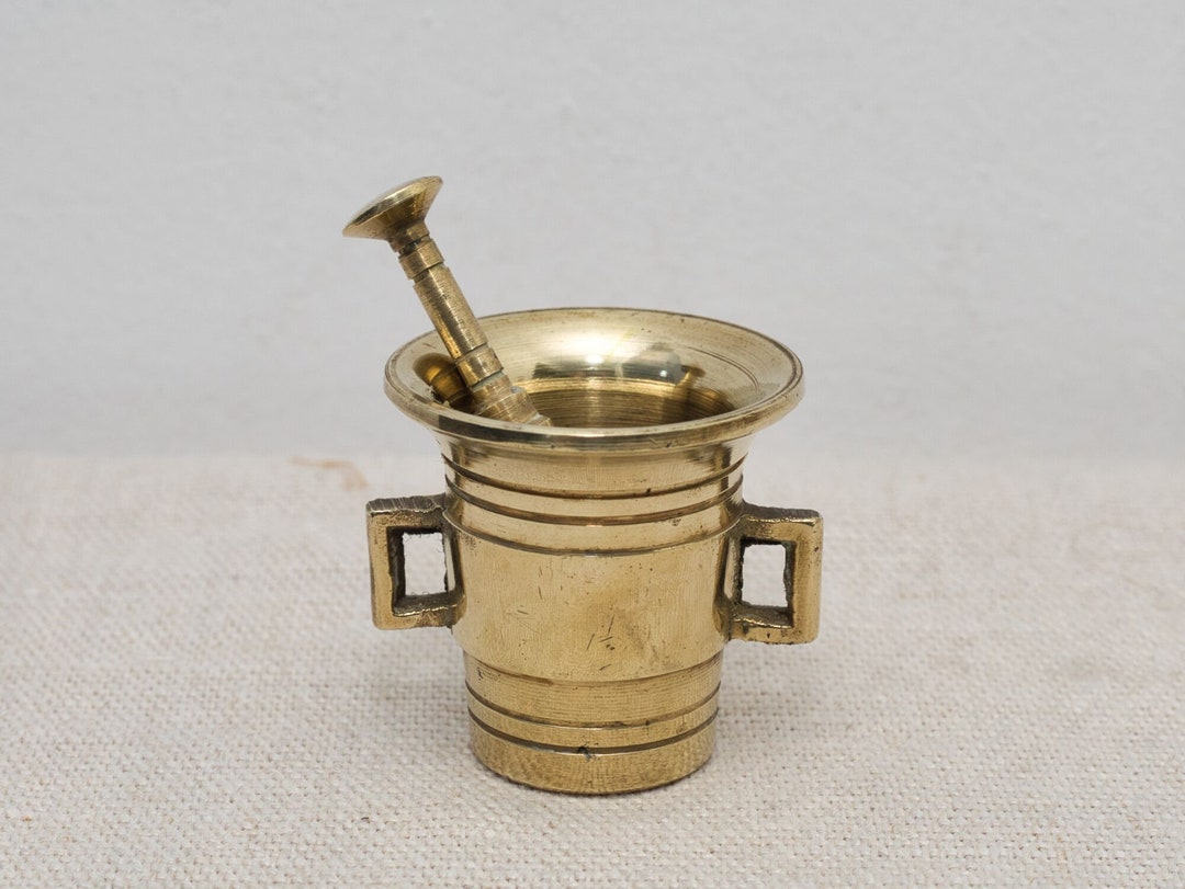 Mortar and Pestle Set, Apothecary Mortar Set With, Vintage Small Brass