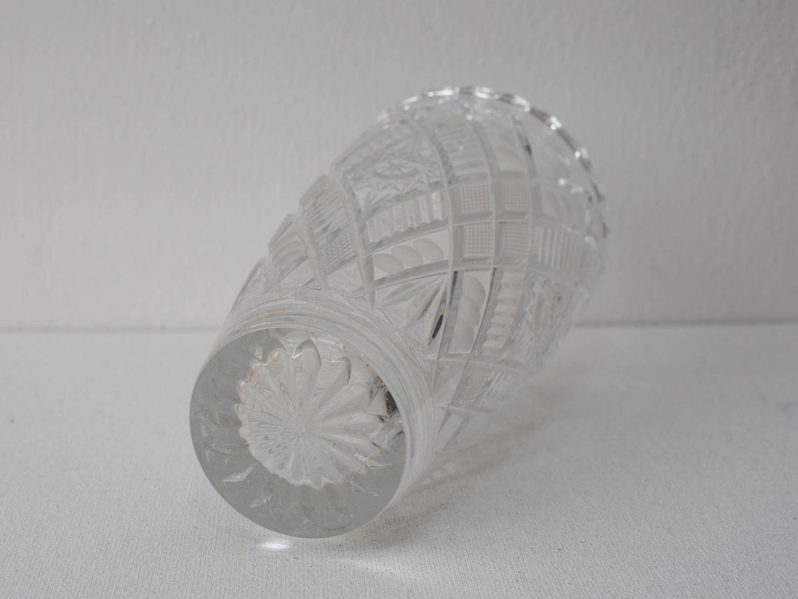 Vintage Crystal Glass Vase Hand Cut Lead Crystal Vase Etsy