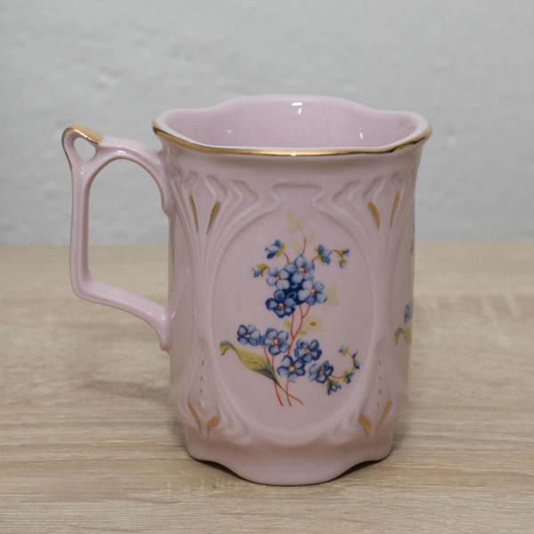 Pink porcelain mug, H&C Czech pink china, Vintage tea cup, Collectible pink mug, Rose porcelain coffee cup, Rosa Porzellan, Czechoslovakia