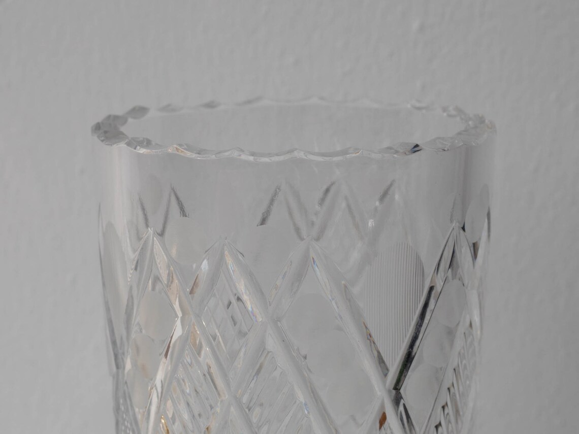 Vintage Crystal Glass Vase Hand Cut Lead Crystal Vase Etsy